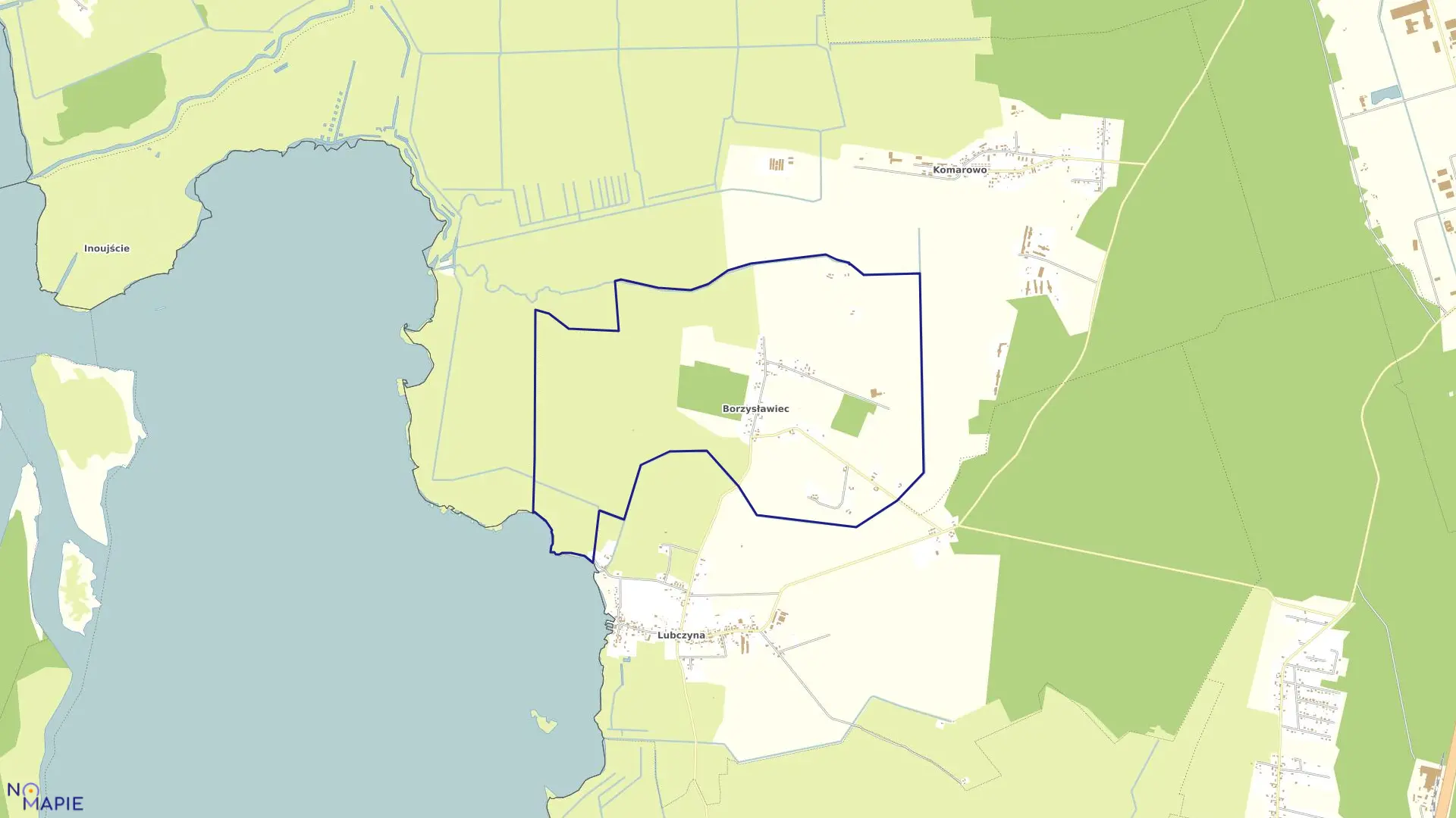 Mapa obrębu Borzysławiec w gminie Goleniów