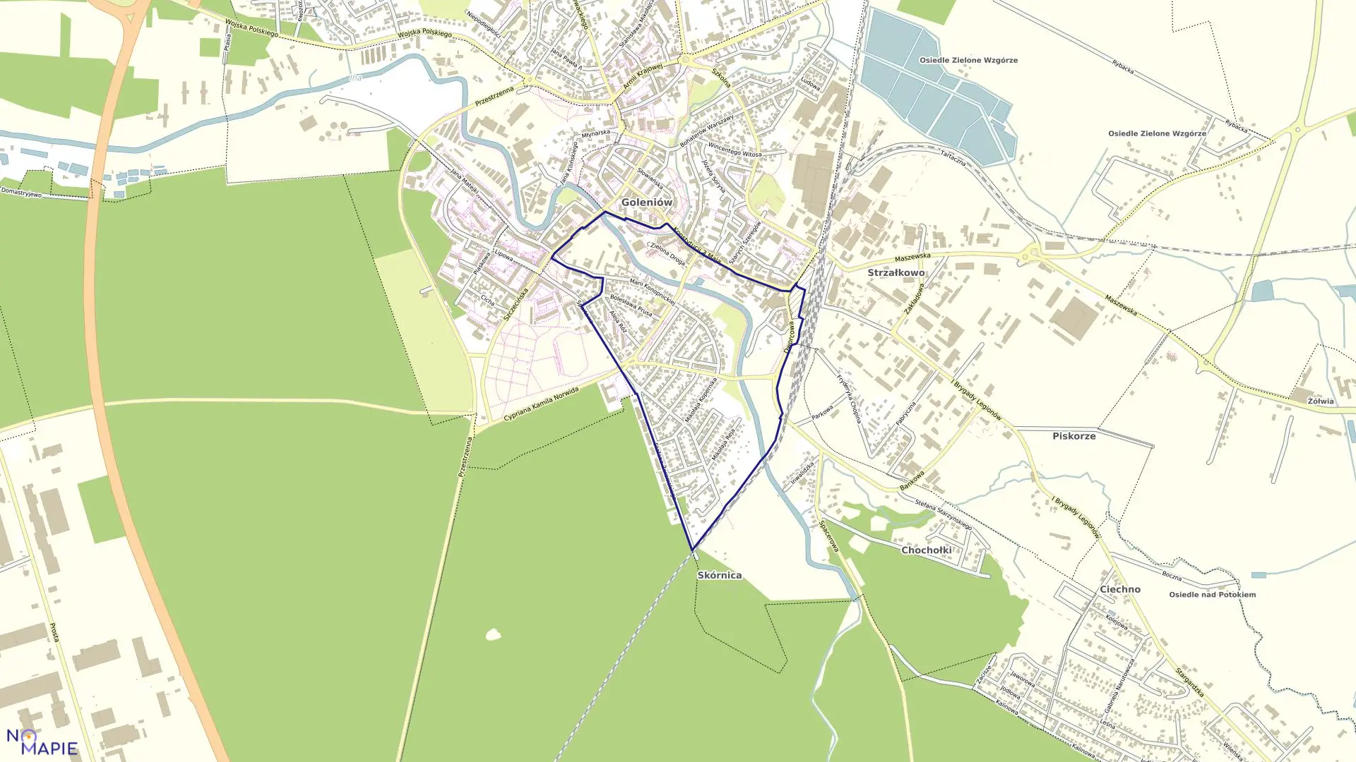 Mapa obrębu Goleniów - 8 w gminie Goleniów