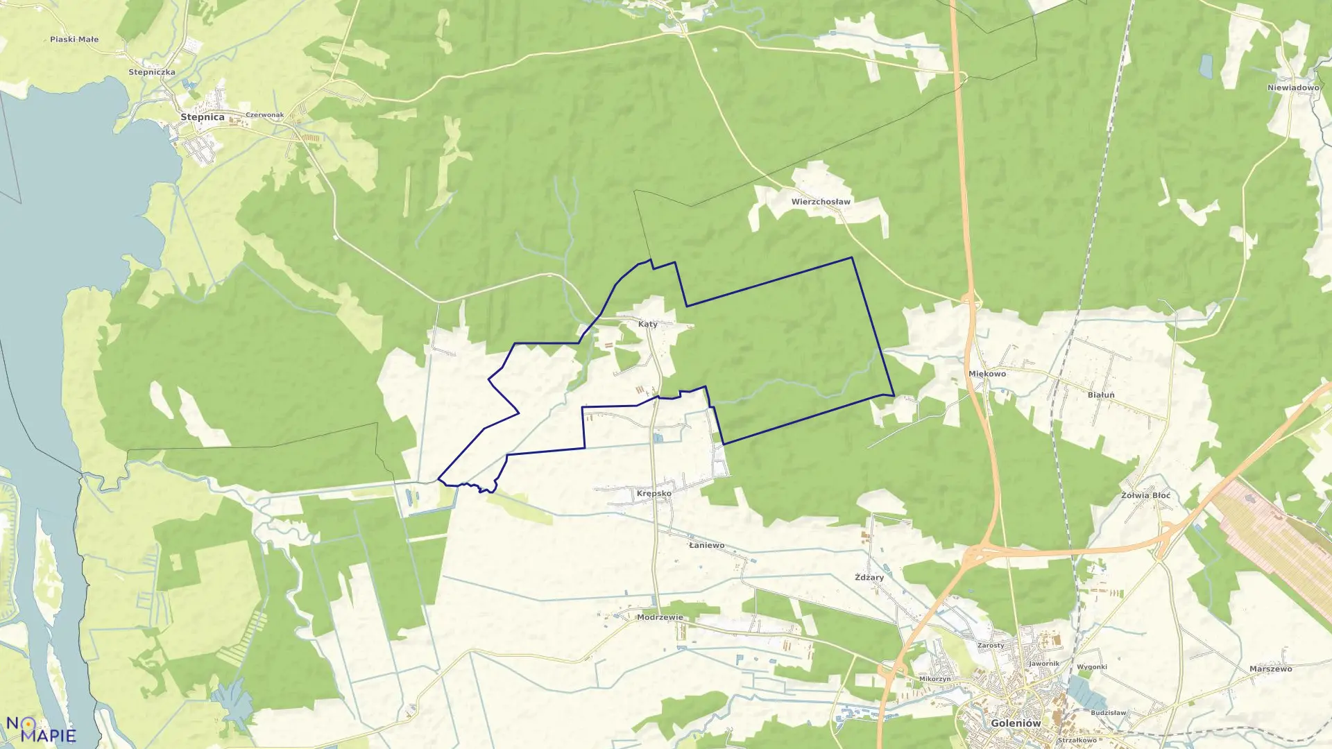 Mapa obrębu Kąty w gminie Goleniów