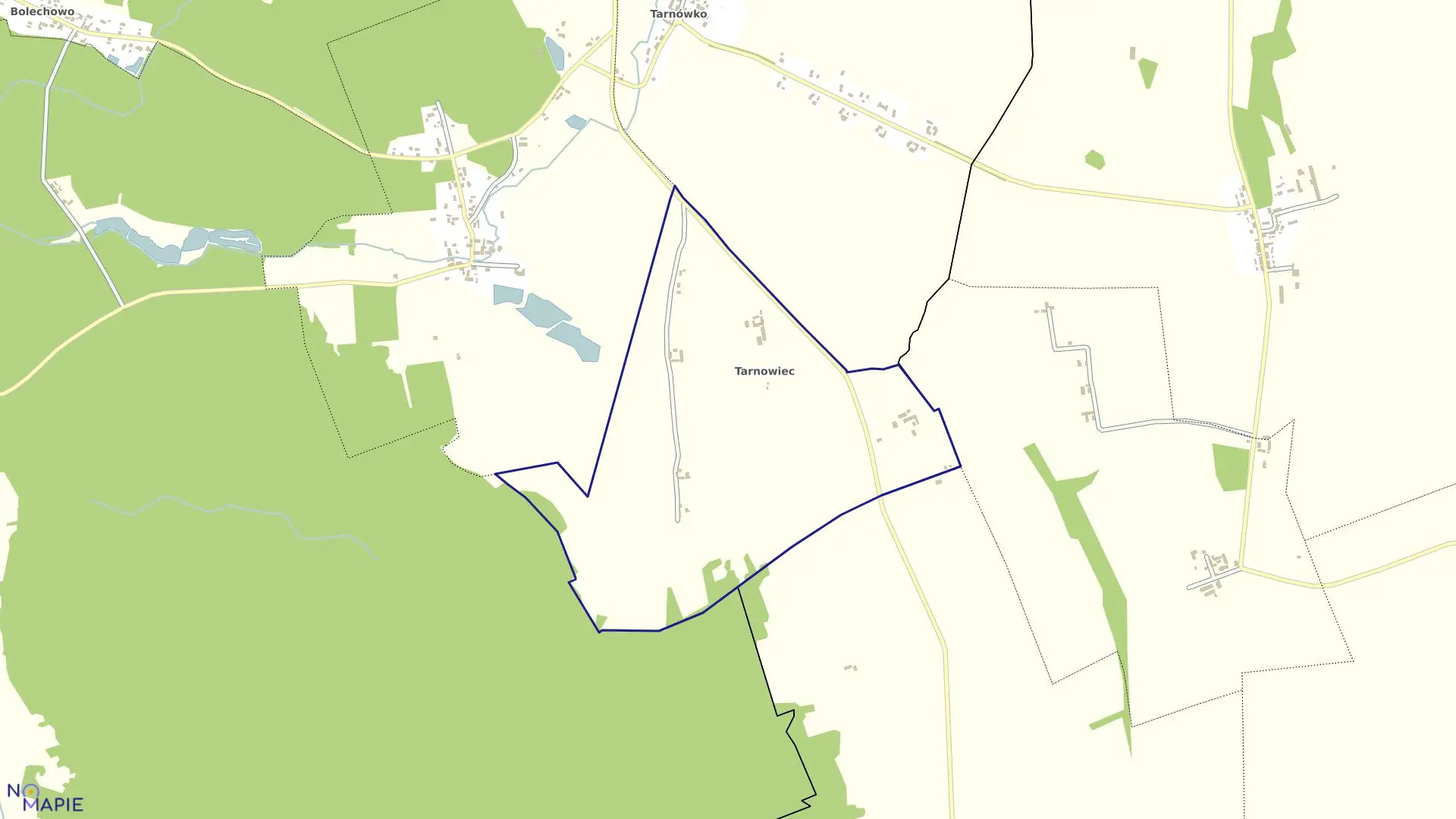 Mapa obrębu Tarnowiec w gminie Goleniów